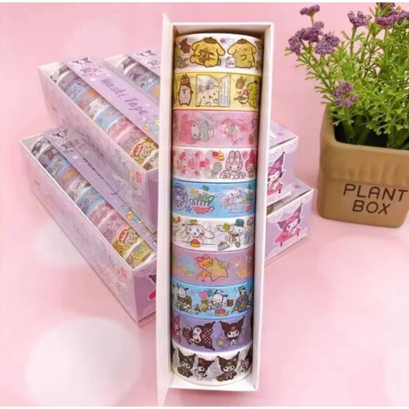 Hello Kitty Other - Hello Kitty, Kuromi & My Melody Washi Tape Set 10 Rolls Crafters Gifts